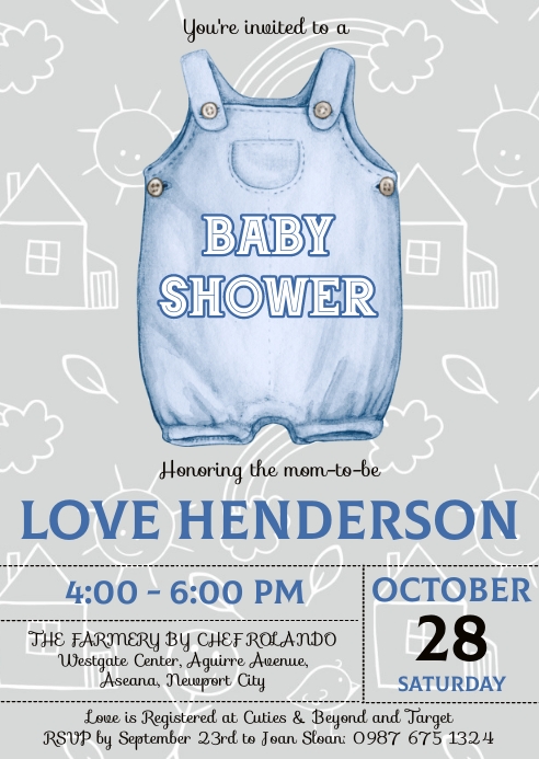 BABY SHOWER | watercolor baby onesie A6 template